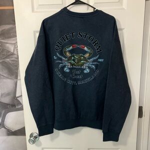 QUIET STORM Crew Sweat Shirt Sweater Navy Blue Mens Large NWT New Crab